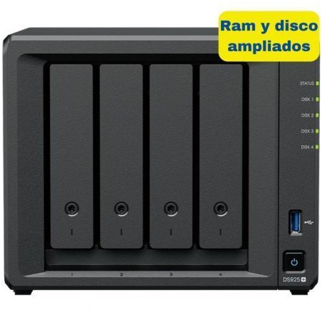 NAS Synology Diskstation DS925+/ 4 Bahías 3.5"- 2.5"/ 8GB DDR4/ 16TB/