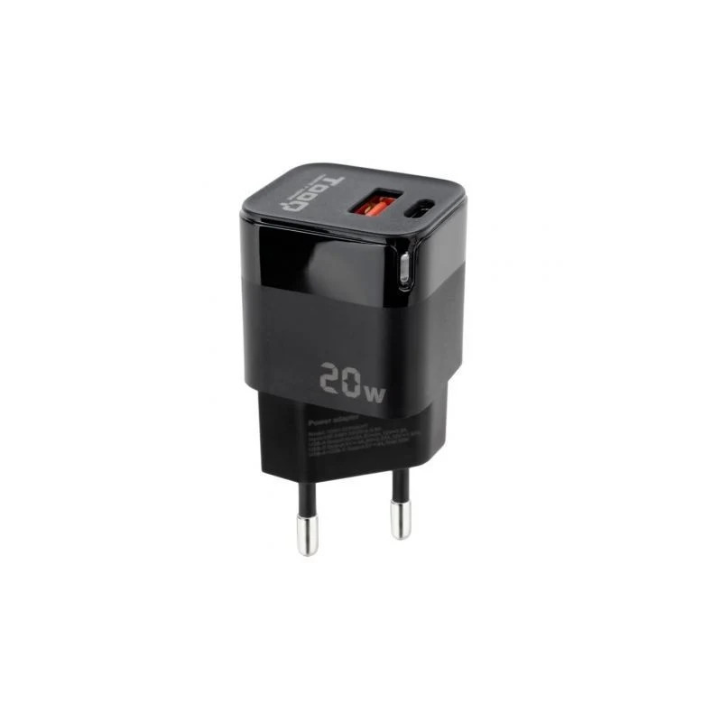 Cargador de Pared TooQ TQWC-QCPD20/ 1xUSB Tipo-C/ 1xUSB/ 20W