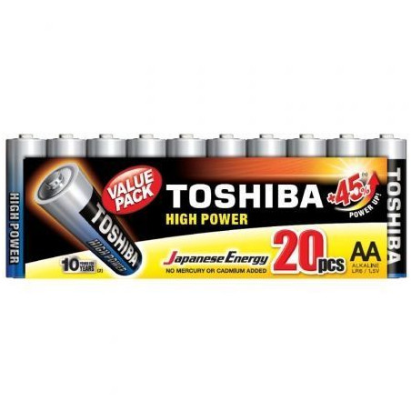 Pack de 20 Pilas AA Toshiba High Power LR6/ 1.5V/ Alcalinas