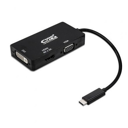Conversor Nanocable 10.16.4301-BK/ USB Tipo-C Macho - VGA Hembra/ DVI