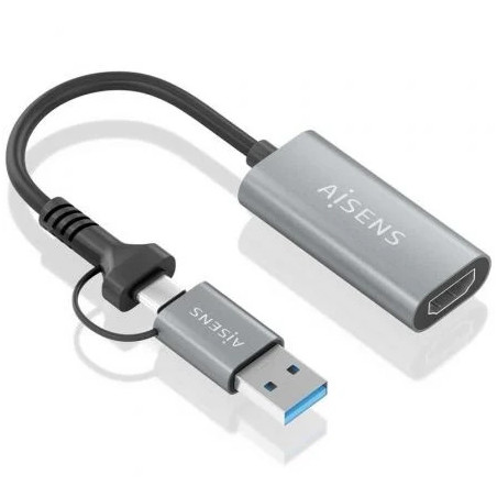 Conversor HDMI Aisens A109-0913/ USB + USB Tipo-C 3.1 Macho - HDMI Mac