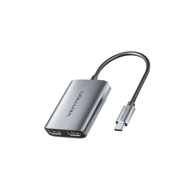 Cable Conversor Vention ACZHB/ USB Tipo-C Macho - 2x HDMI Macho/ Gris