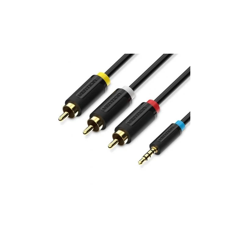 Cable Estéreo Vention BCBBG/ Jack 3.5 Macho - 3x RCA Macho/ 1.5m/ Negr