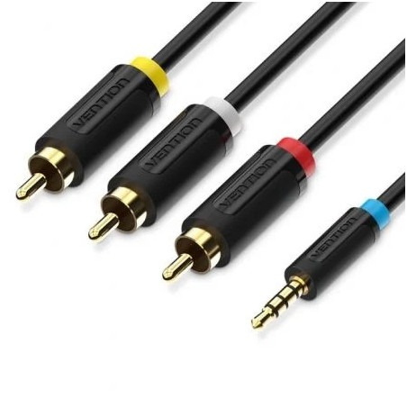 Cable Estéreo Vention BCBBG/ Jack 3.5 Macho - 3x RCA Macho/ 1.5m/ Negr