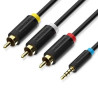 Cable Estéreo Vention BCBBG/ Jack 3.5 Macho - 3x RCA Macho/ 1.5m/ Negr