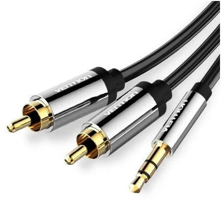 Cable Estéreo Vention BCFBF/ Jack 3.5 Macho - 2x RCA Macho/ 1m/ Negro