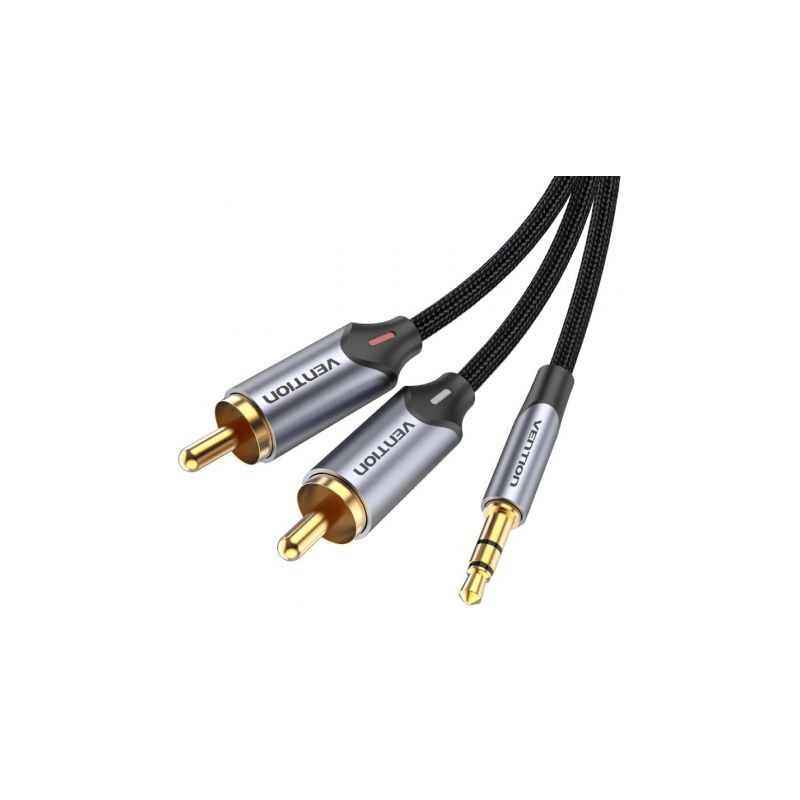 Cable Audio Vention BCNBG/ 2x RCA Macho - Jack 3.5 Macho/ 1.5m/ Gris