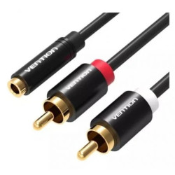 Cable Estéreo Vention VAB-R01-B200/ Jack 3.5 Hembra - 2x RCA Macho/ 2m