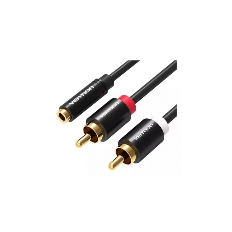 Cable Estéreo Vention VAB-R01-B200/ Jack 3.5 Hembra - 2x RCA Macho/ 2m