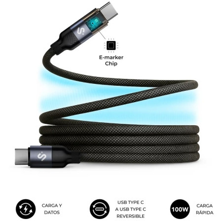 Cable USB 2.0 Tipo-C Subblim PowerMag Led/ USB Tipo-C Macho - USB Tipo