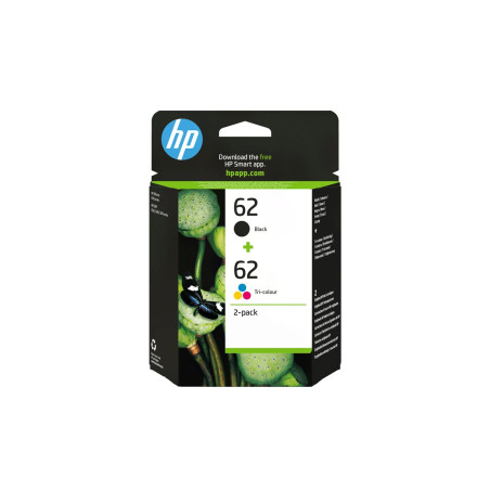 HP 62 - Paquete de 2 - negro pigmentado, color (cian, magenta, amarill