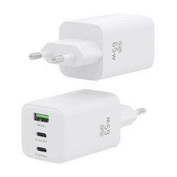Charger Gan 65W 2XUSB-C PD3.0 QC4.0 1XUSB-A QC3.0 White | APLIUM