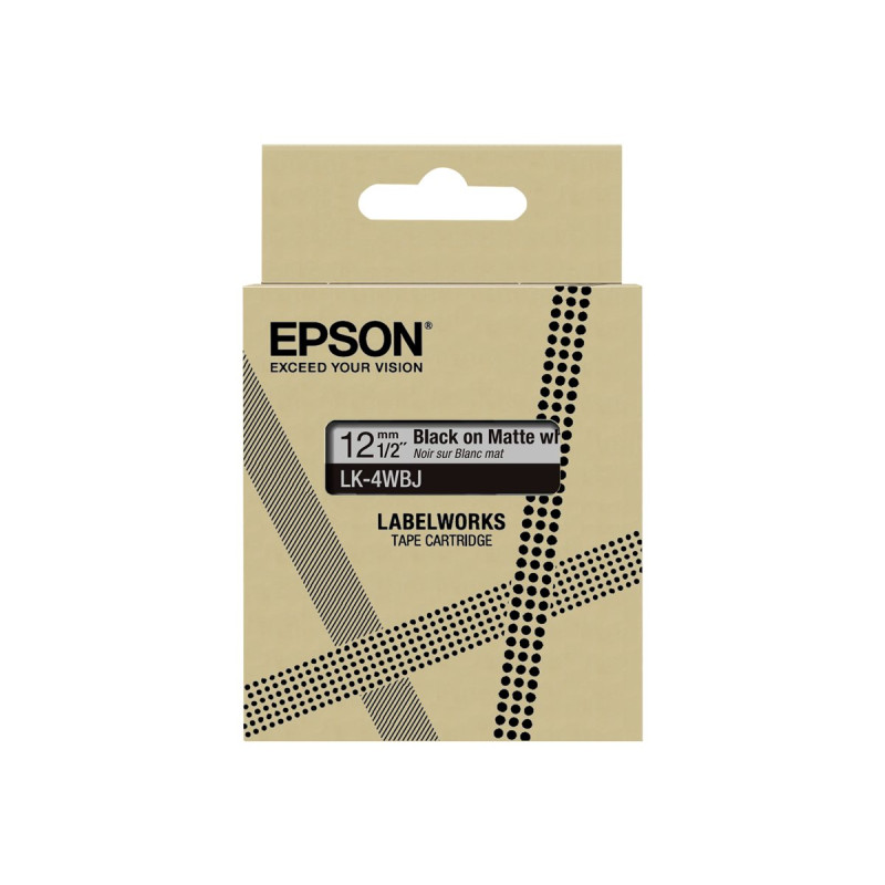 Epson LabelWorks LK-4WBJ - Negro sobre blanco mate - rollo (1,2 cm x 8