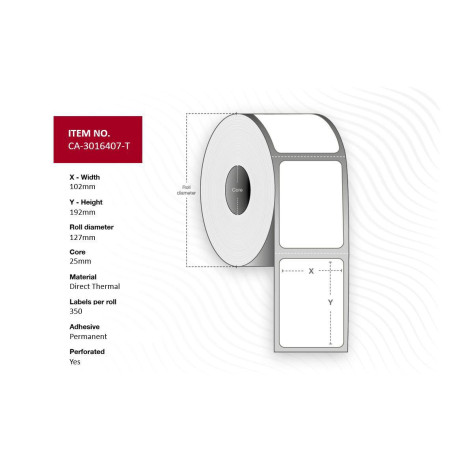 Label 102 x 192mm, Core 25mm,