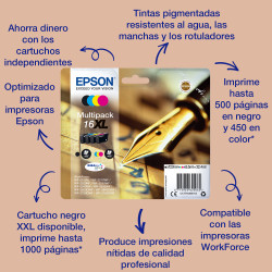 Epson 16XXL - 21.6 ml - XL - negro - original - blíster - cartucho de