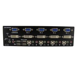 Conmutador Switch Kvm Para 4 PC 2 Pantallas DVI VGA Audio US | APLIUM