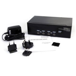 Conmutador Switch Kvm Para 4 PC 2 Pantallas DVI VGA Audio US | APLIUM