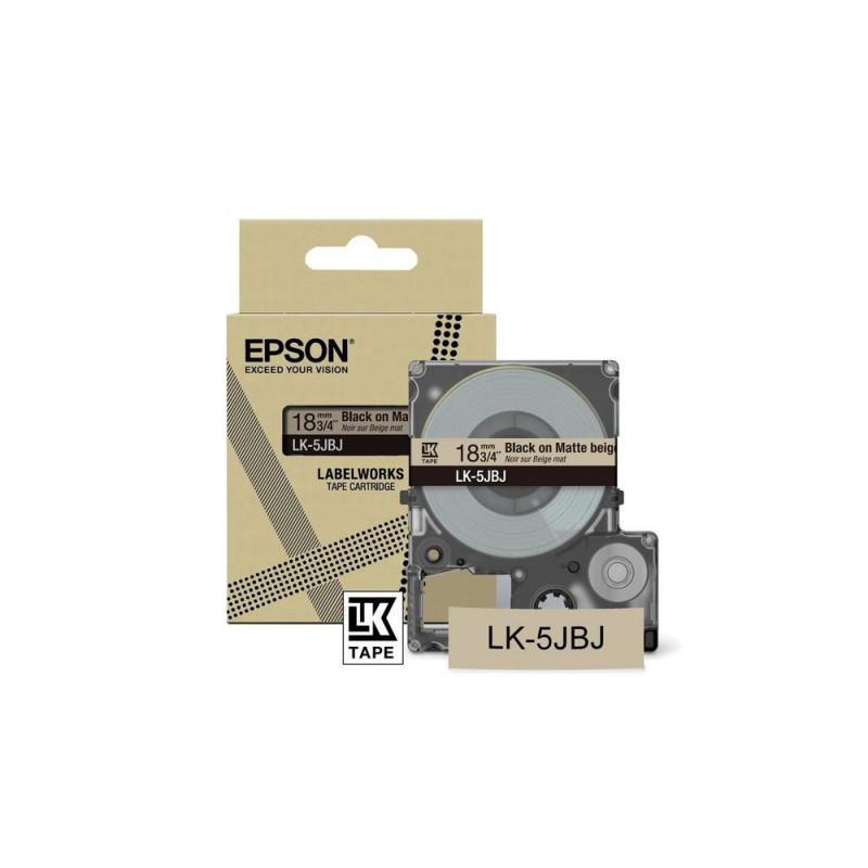 Epson LabelWorks LK-5JBJ - Negro sobre beige mate - rollo (1,8 cm x 8