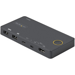 StarTech.com Switch Conmutador de 2 Puertos Híbrido USB-A HDMI y USB-C
