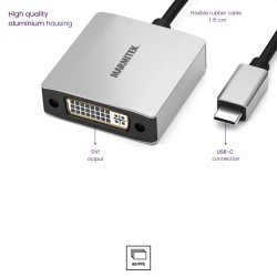 Marmitek - Adaptador de vídeo - 24 pin USB-C (M) a DVI-I (H) | APLIUM
