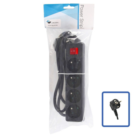 4-WAY POWER STRIP: BLACK -