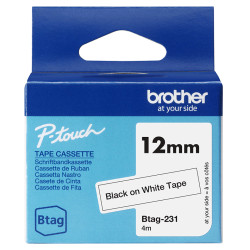 BTAG231 12MM BLACK ON WHITE TAPE