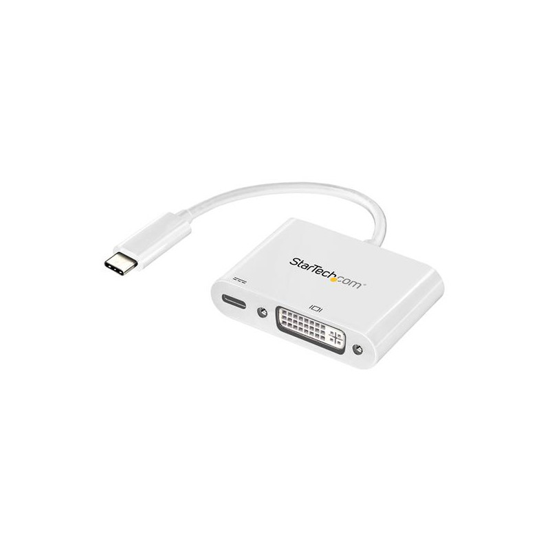 USB-C to DVI Adapter with USB PD White