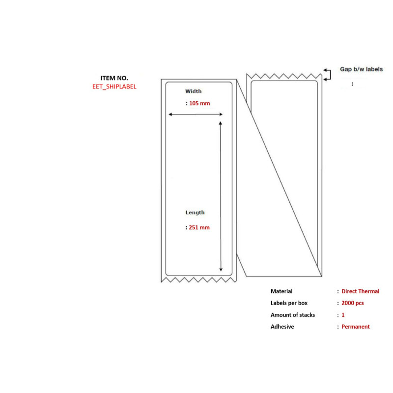 Post label 105 x 251mm