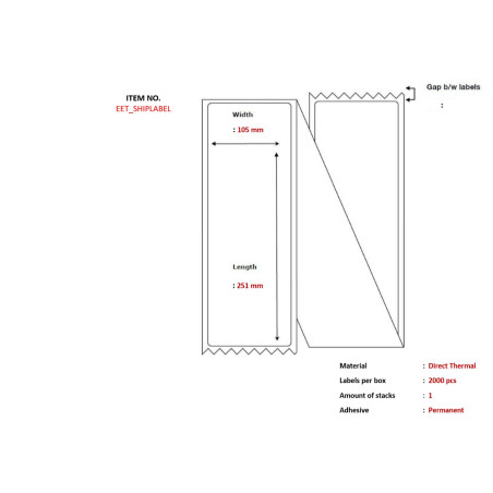 Post label 105 x 251mm