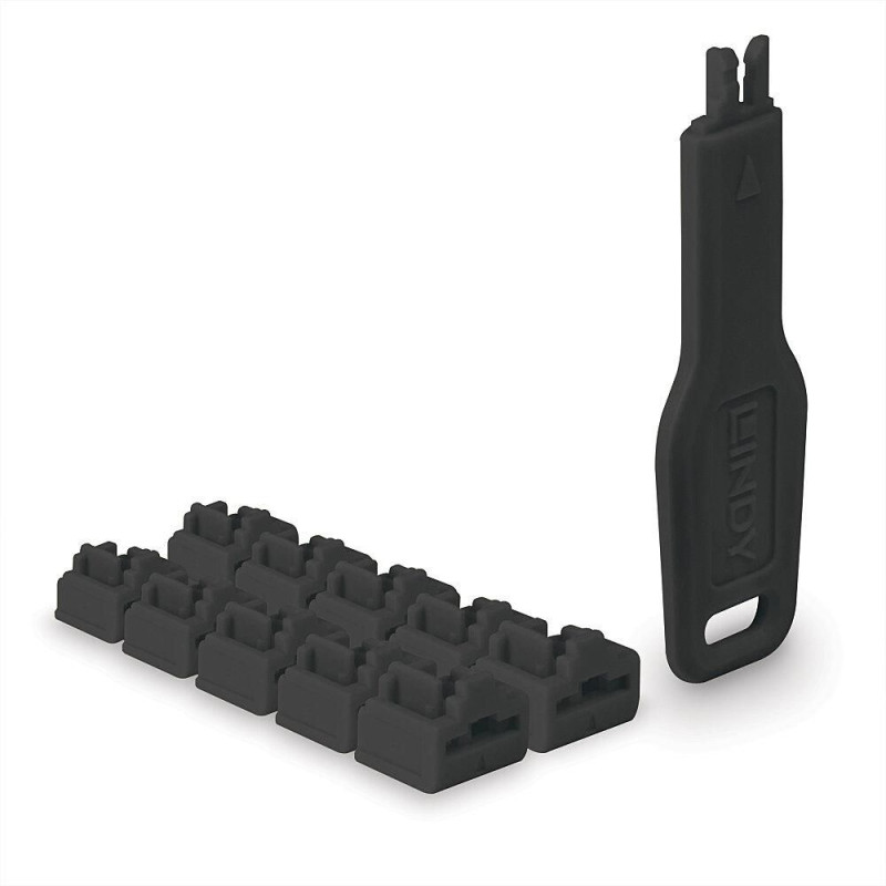 RJ45 Port Locks Black, 10x +