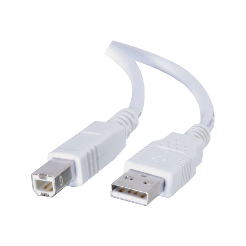 C2G 6.6ft USB to USB B Cable - USB A to USB B - USB 2.0 - Wh | APLIUM