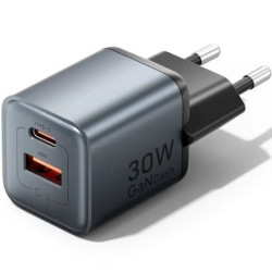 Vention 2-PORT USB (C + A) Gan Charger (30W/18W) Eu Plug Gra | APLIUM
