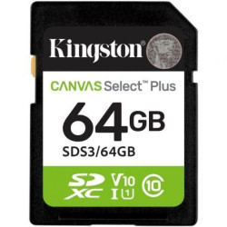 Tarjeta de Memoria Kingston CANVAS Select Plus 64GB SD XC/ C | APLIUM