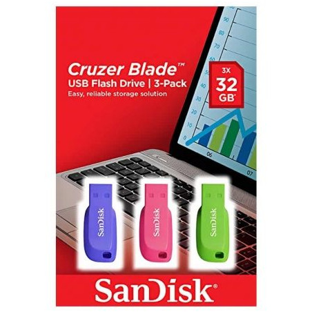 Pendrives 32GB SanDisk Cruzer Blade/ USB 2.0/ Pack 3 | APLIUM