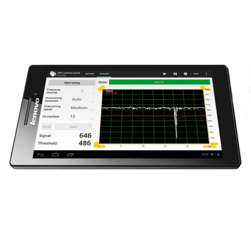 Tablet con software para programación de las barreras microo | APLIUM