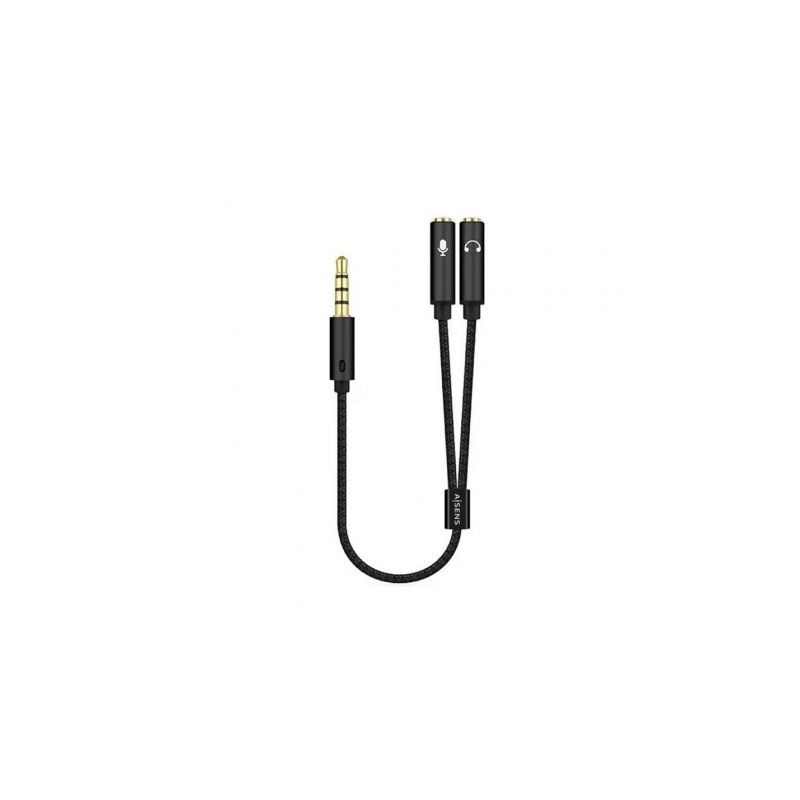 Cable Adapter Audio Jack 3.5 4PIN/M-2XJACK 3.5 3PIN/H Black | APLIUM