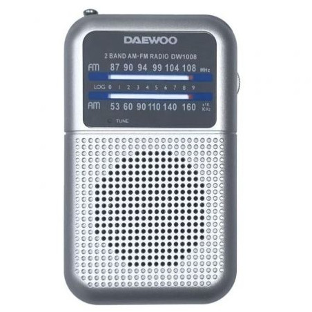 Radio Portátil Daewoo DW1008/ a Pilas/ Plata | APLIUM