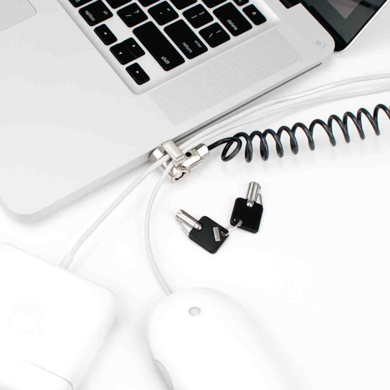 T-bar Security Keyed Coiled Cable Lock - Black | APLIUM