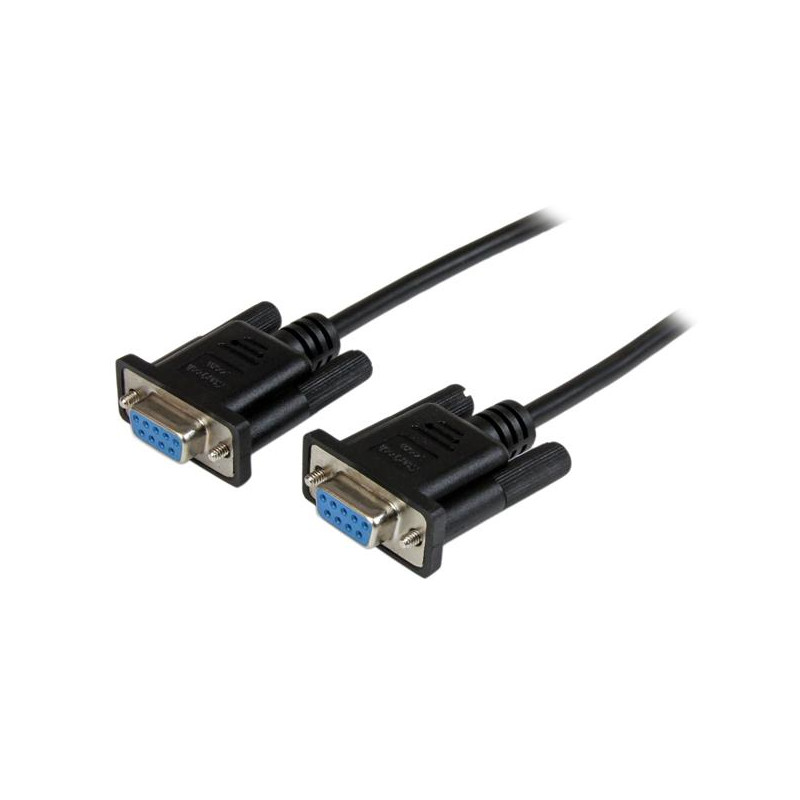 2m Black DB9 RS232 Null Modem Cable F/F