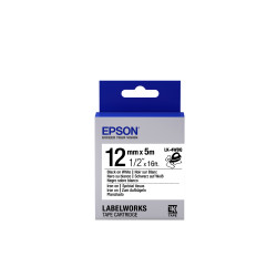 Label/LK-4WBQ Iron on 12mm x 5m BK/WH