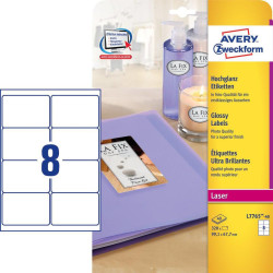 Caja De 40 Hojas (8 ETIQXHOJA) Etiquetas Blancas Brillantes | APLIUM