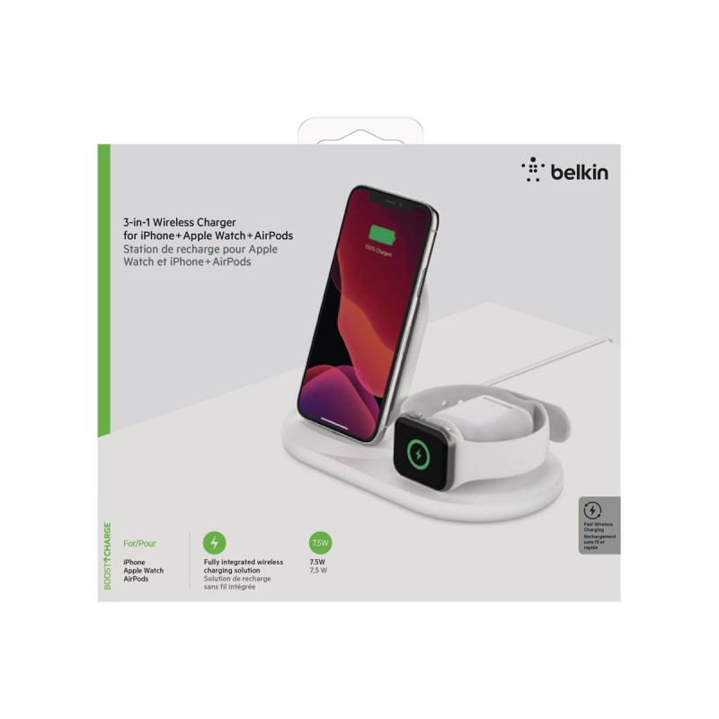 Belkin - Base de carga inalámbrica - 7.5 vatios - blanco - para Apple