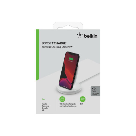 Belkin - Base de carga inalámbrica + adaptador de corriente CA - 15 va