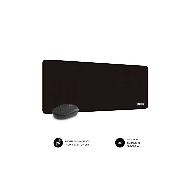Set Ratón Inalámbrico y Alfombrilla Subblim Harmony Black/ h | APLIUM
