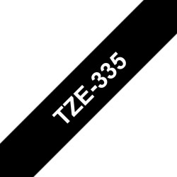 TZE-335 Laminated Tape 12MM 8M White On Black | APLIUM