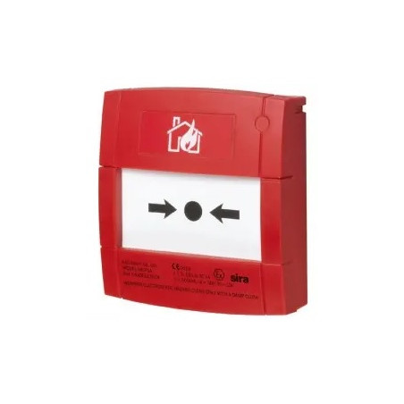 Pulsador de alarma rearmable de color rojo para sistemas convencionale