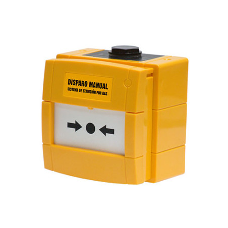 Pulsador amarillo KAC de disparo de extinción manual rearmable con tap