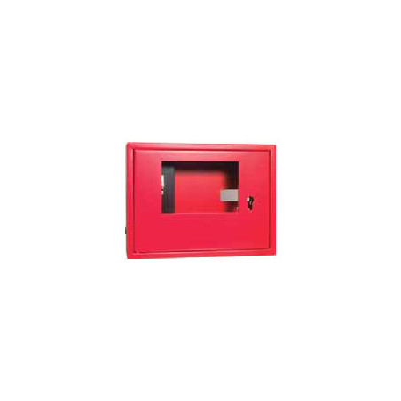 Caja metálica de color rojo para el montaje en pared del conjunto INTE