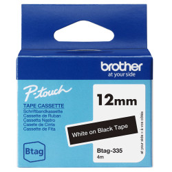 BTAG335 12MM WHITE ON BLACK TAPE