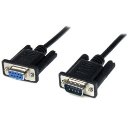 1m Black DB9 RS232 Null Modem Cable F/M